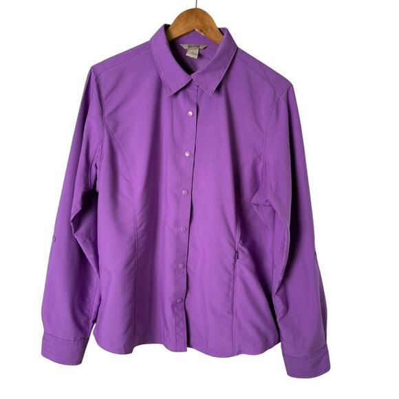 Duluth Trading Co Snap Front Shirt Long Sleeve Vented CoolPlus Outdoors Purple L - Picture 1 of 11